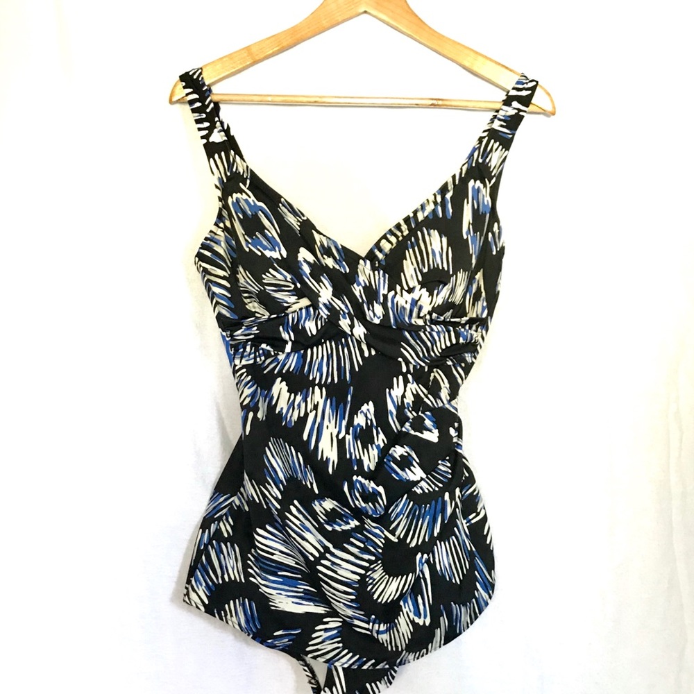 Swim Solutions ~ Faux wrap skirt one-piece